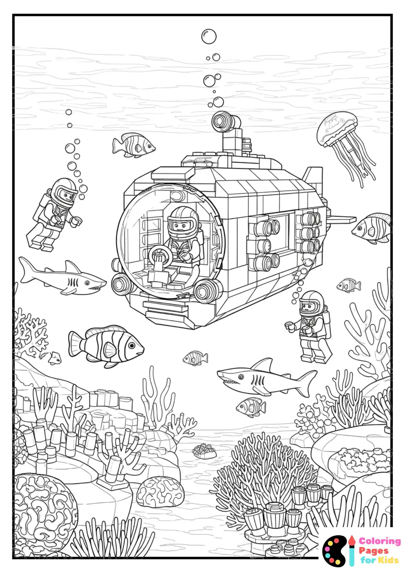 lego submarine adventure coloring page