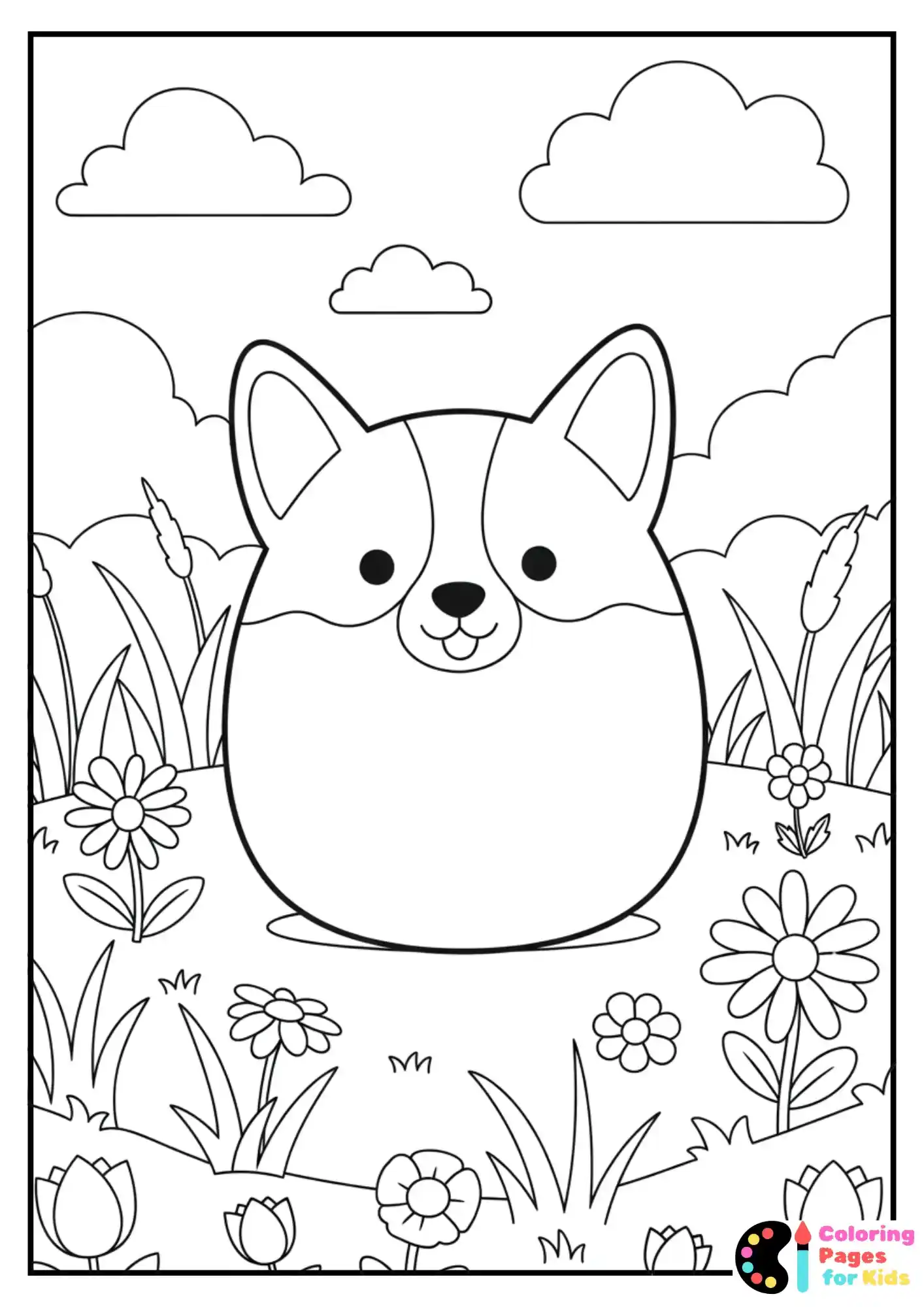 regina the corgi squishmallow coloring page