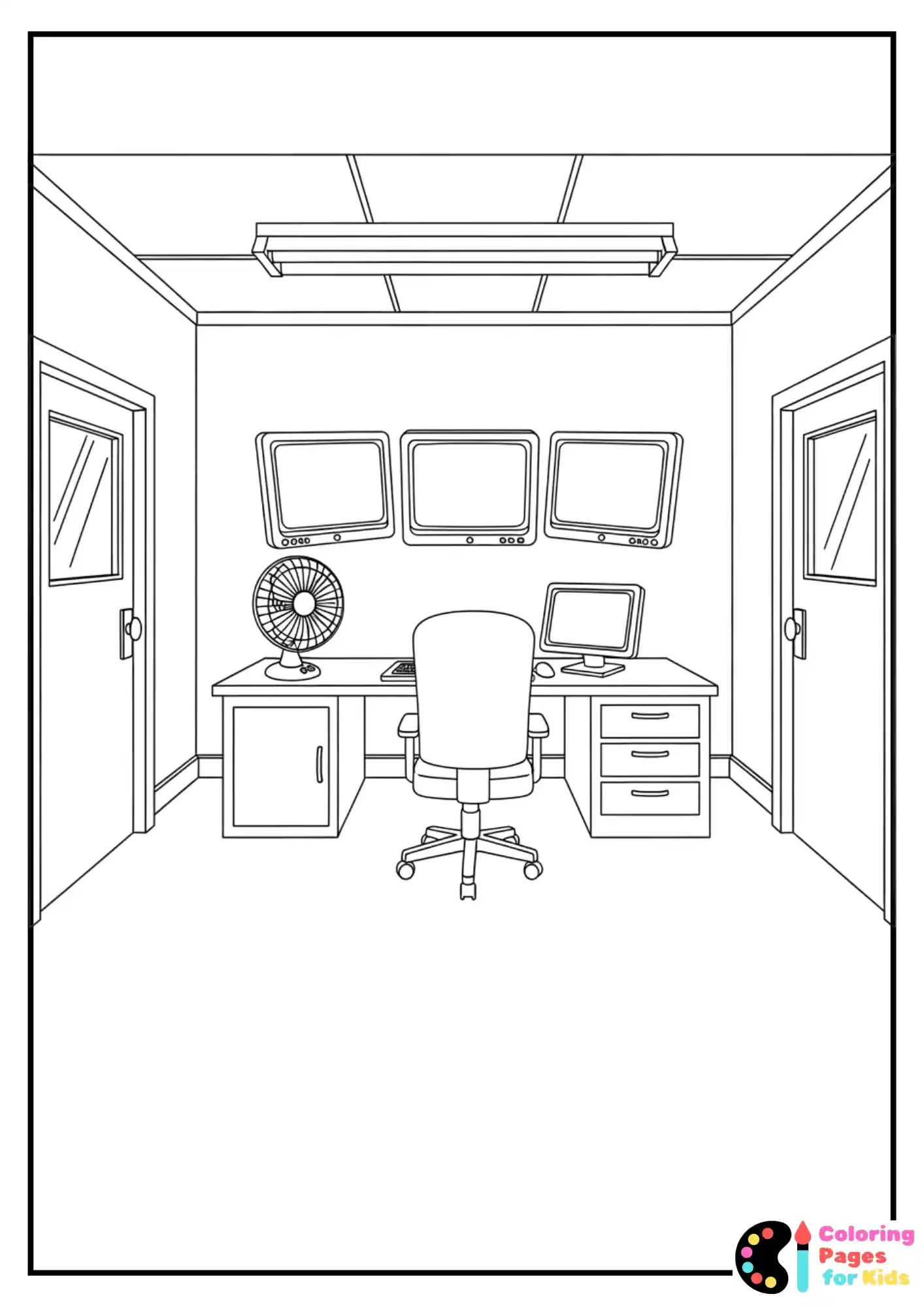 security office room coloring sheet