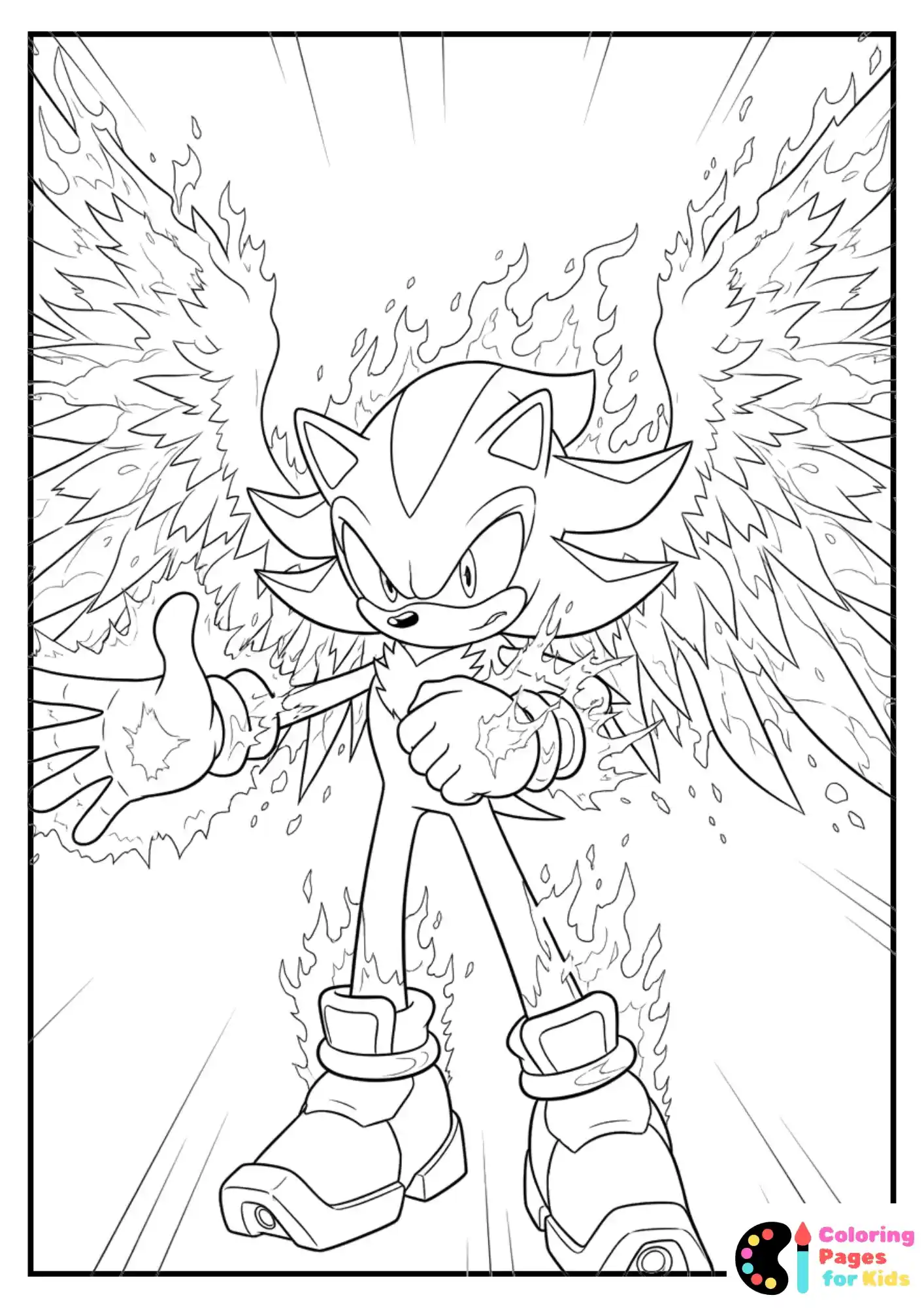 shadow sonic dark energy wings coloring sheet