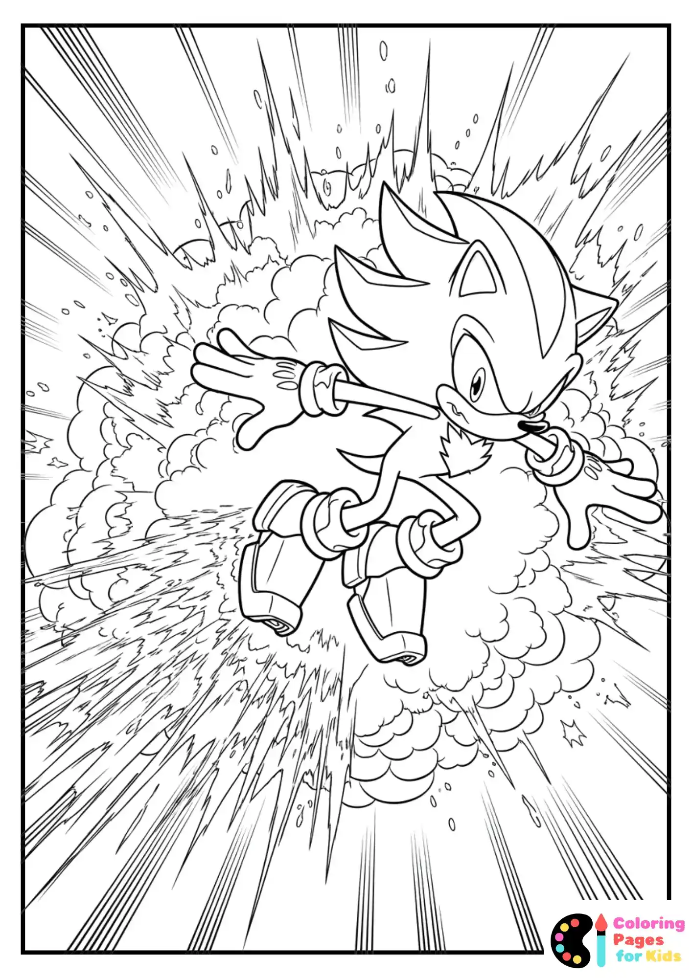shadow sonic energy explosion coloring page