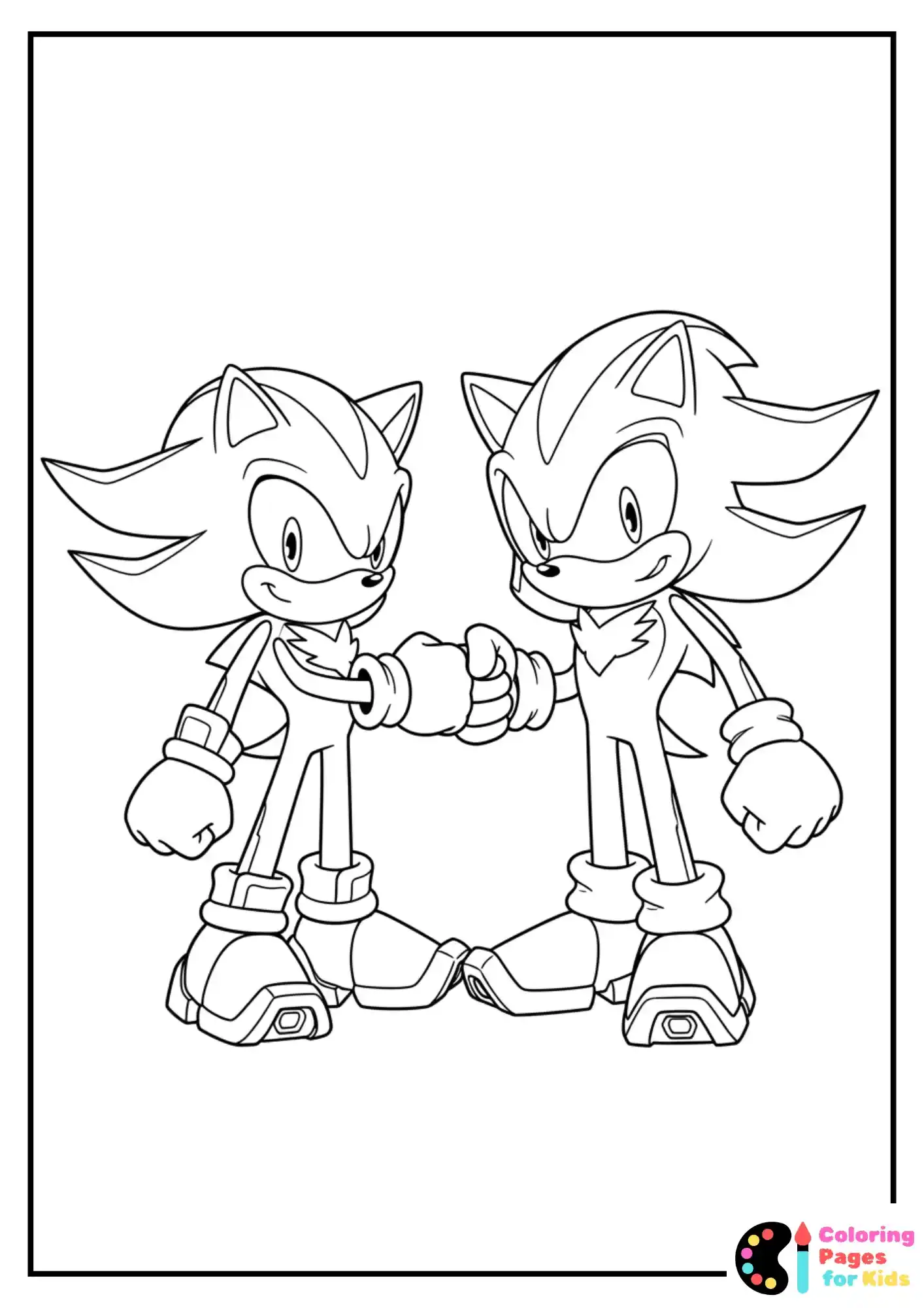 shadow sonic hero fist bump coloring page