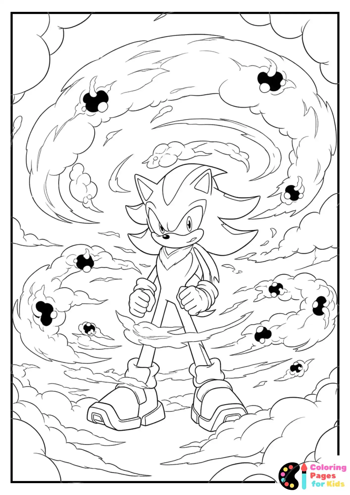 shadow sonic shadow clouds coloring page