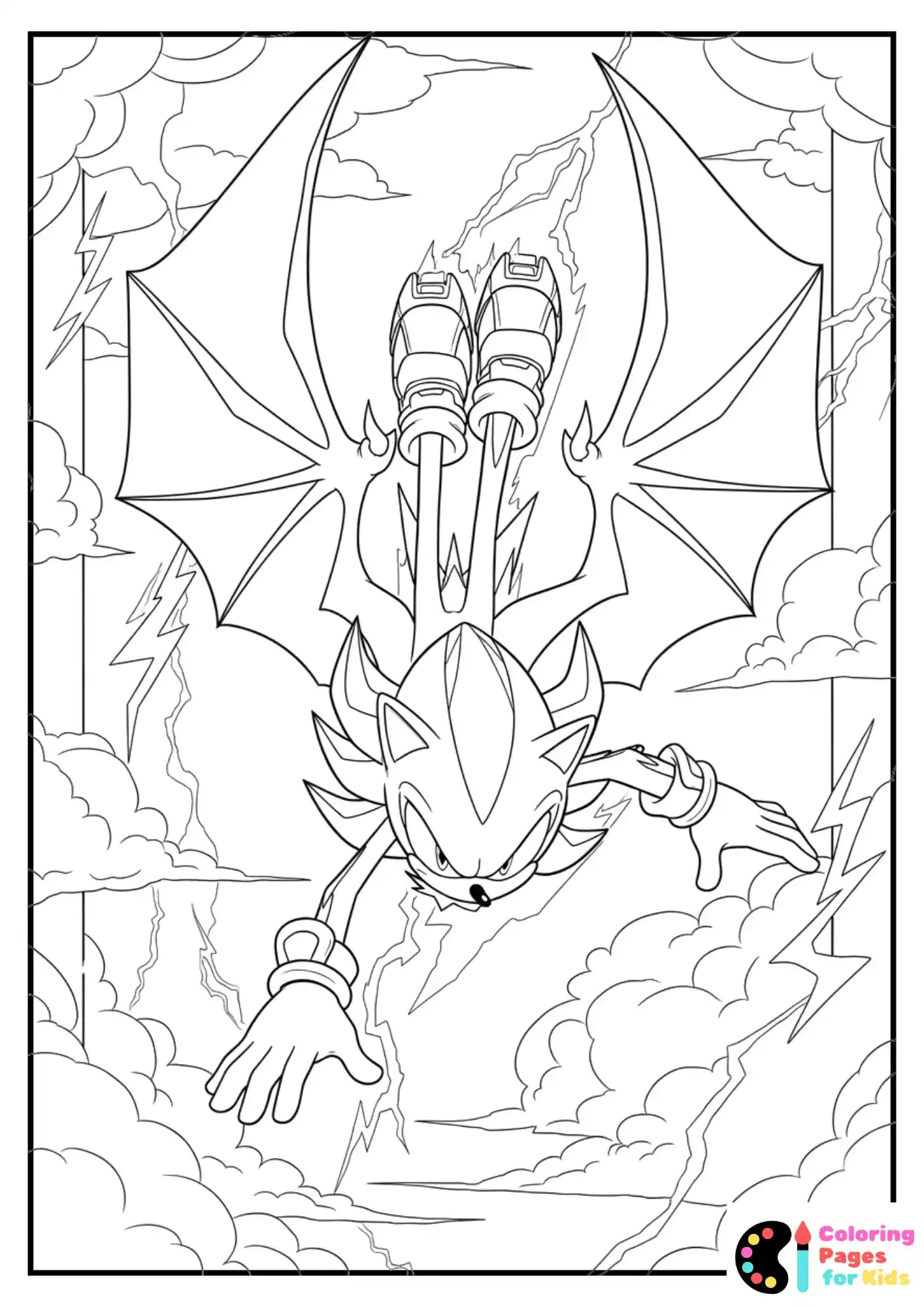 shadow sonic sky fall wings coloring sheet