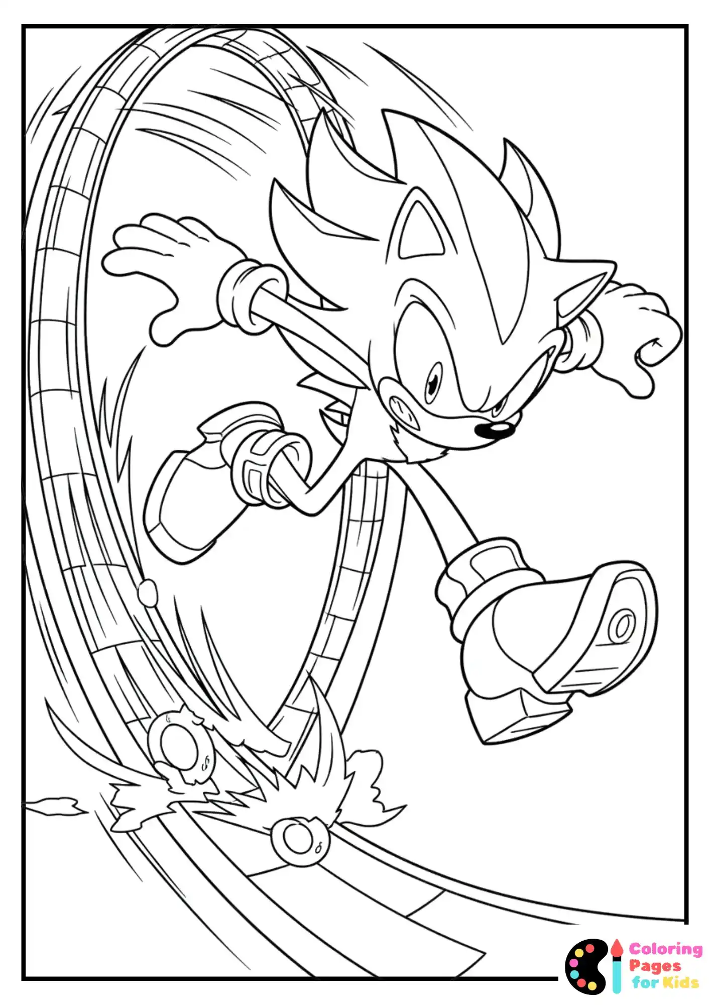 shadow sonic spin dash loop coloring page
