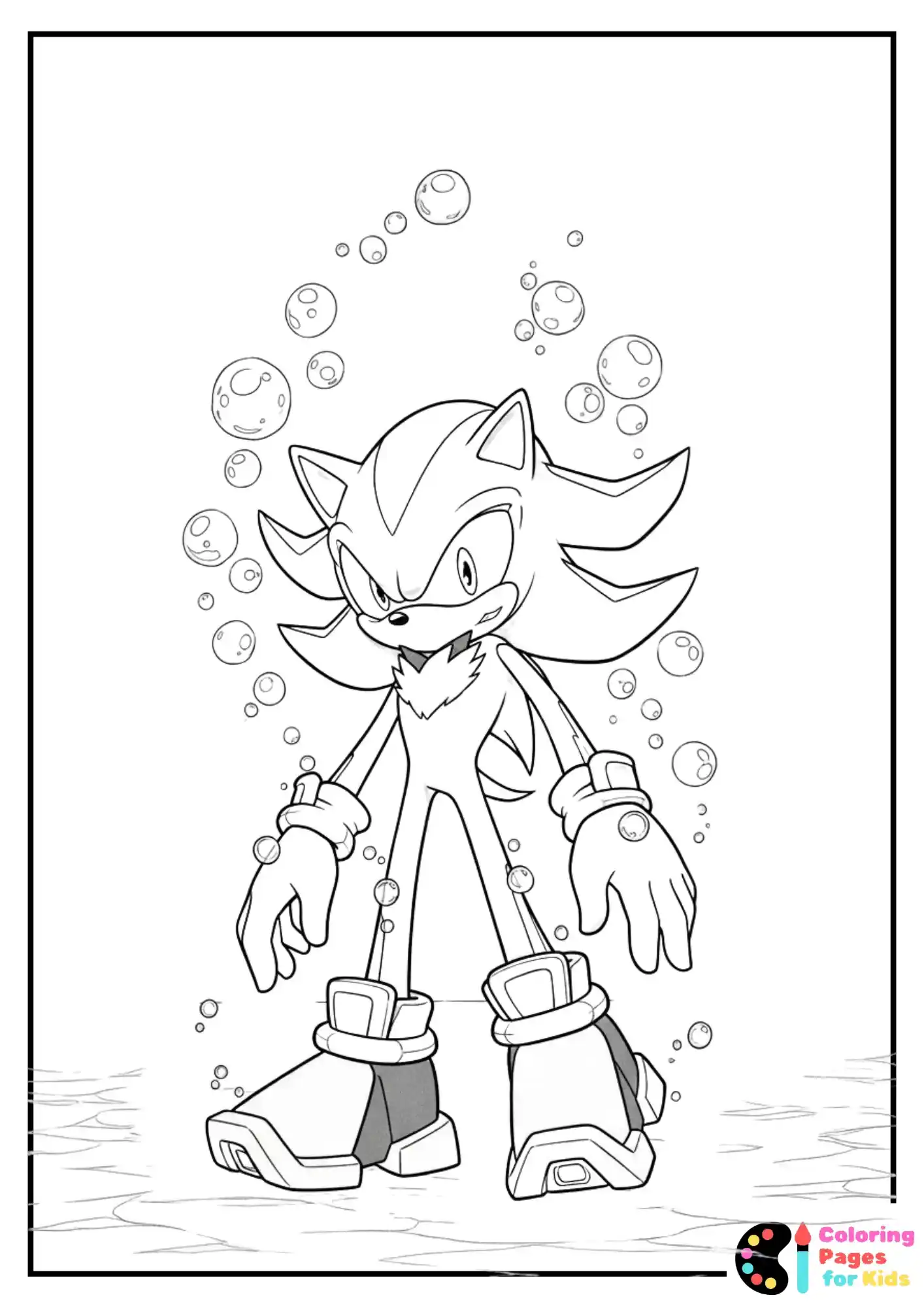 shadow sonic underwater calm coloring page
