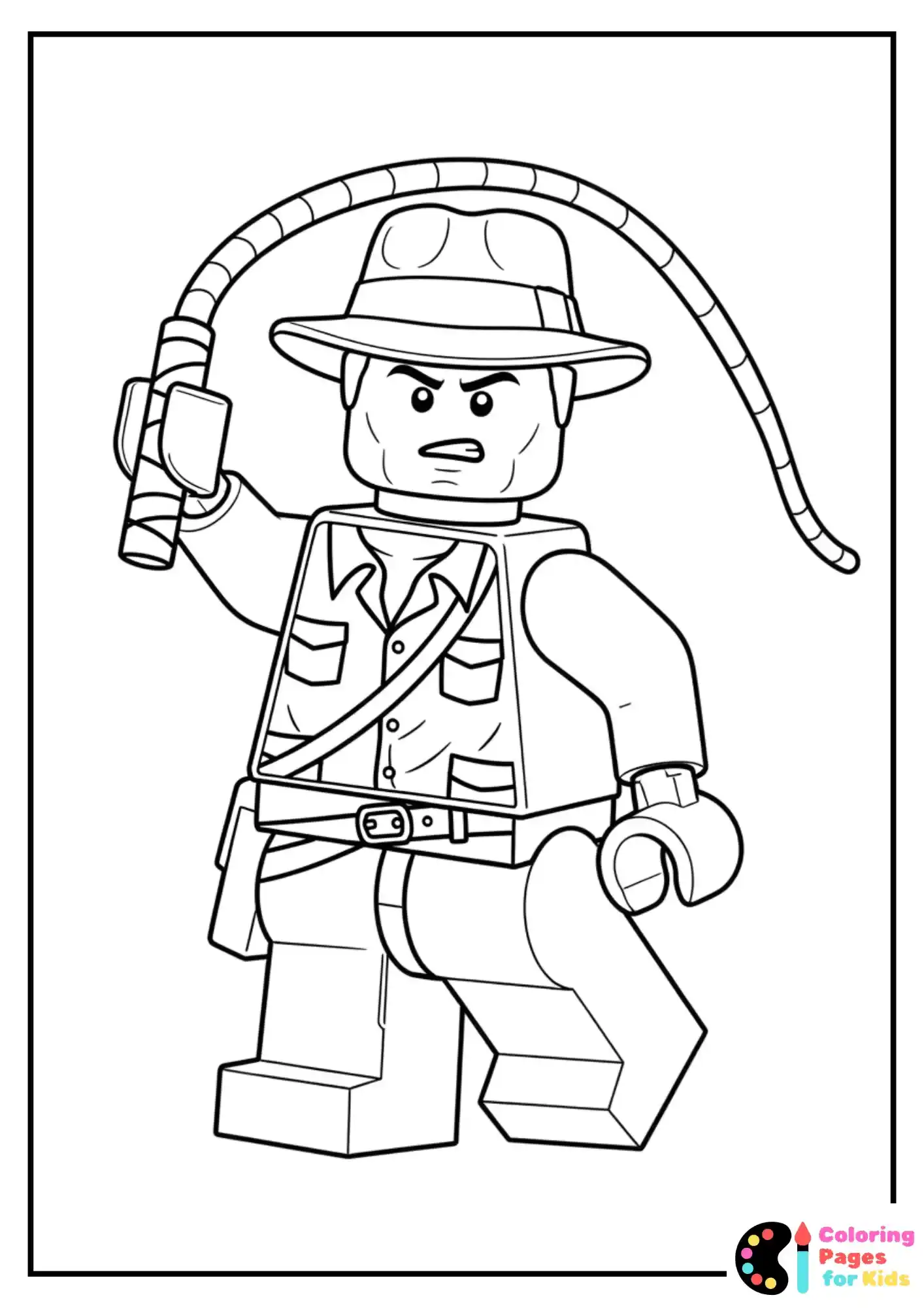 simple lego indiana jones outline coloring sheet