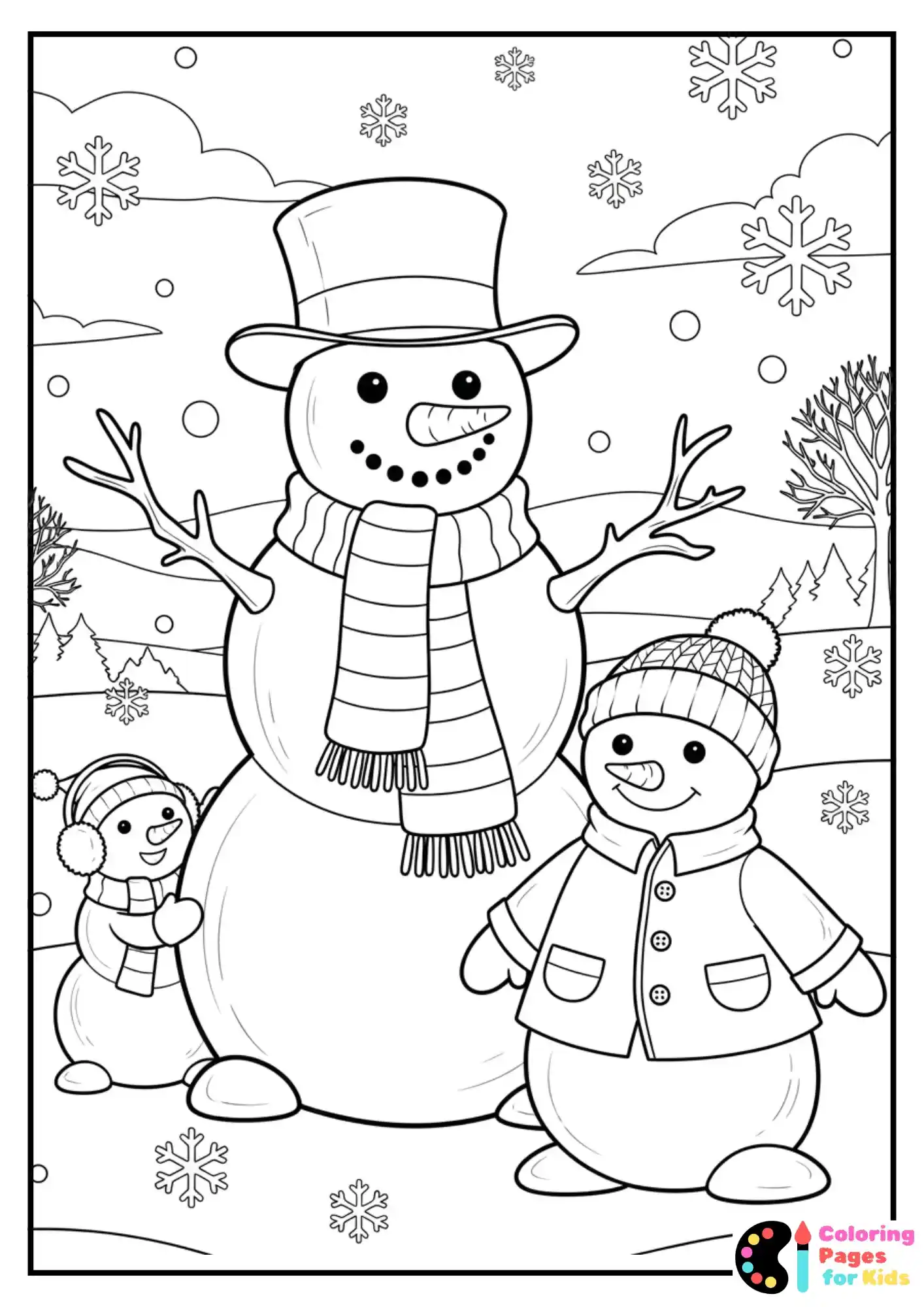 snowman family coloring sheet