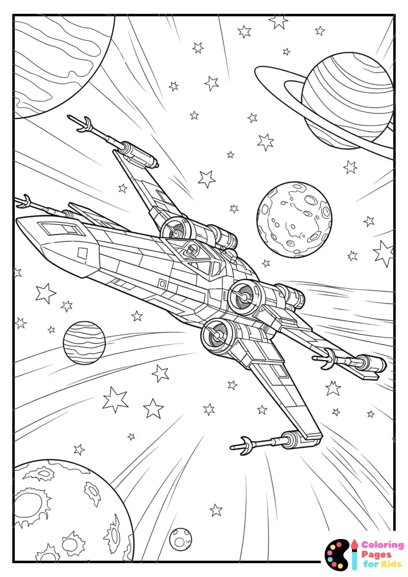 starfighter in space coloring sheet