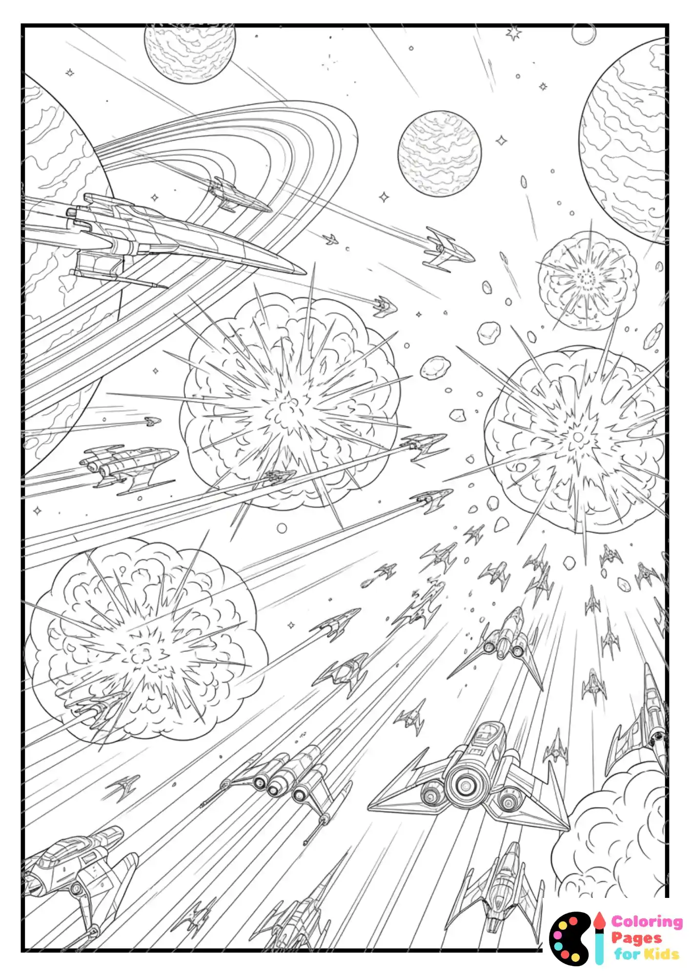 starfighter space battle coloring page