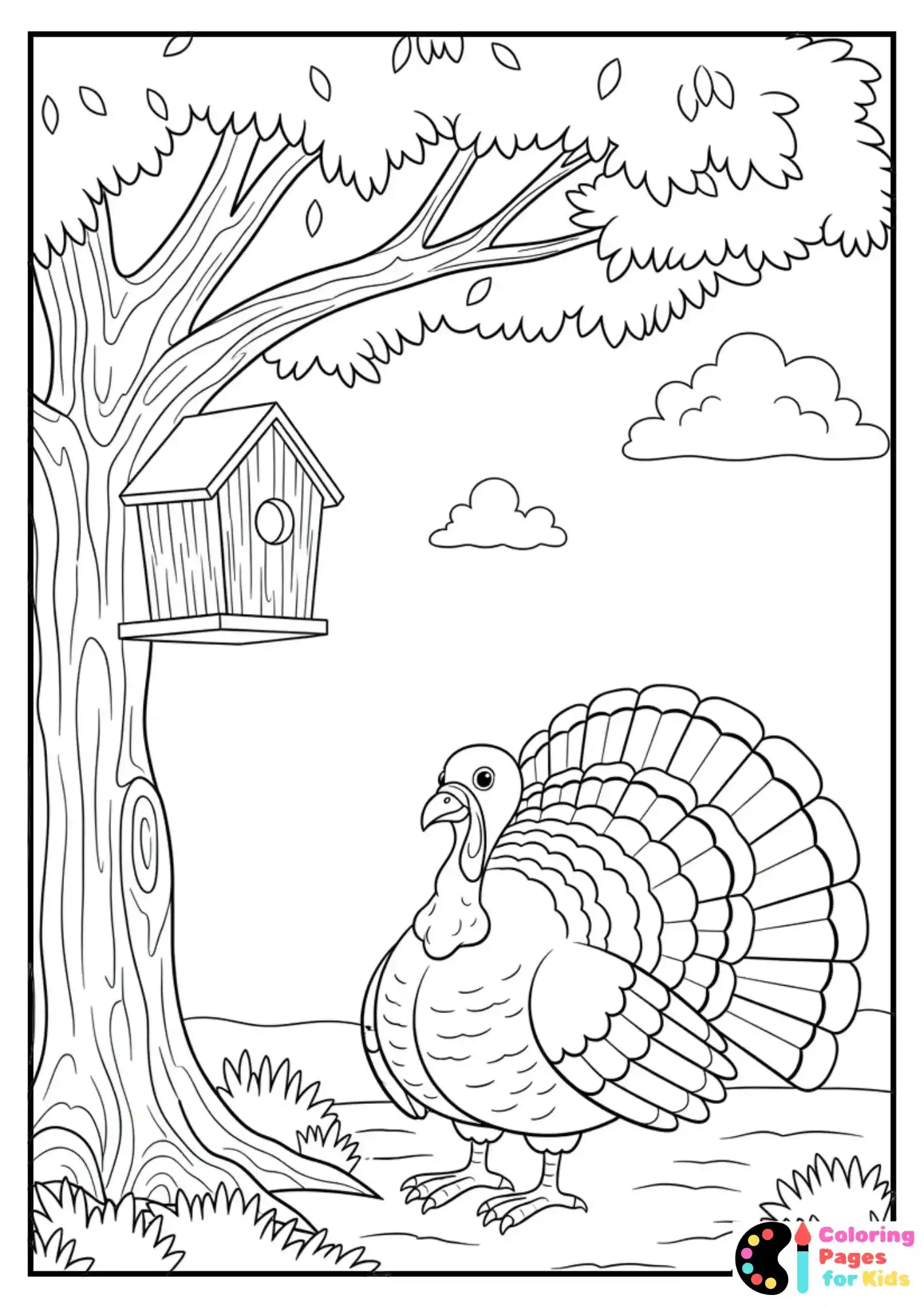 turkey under tree coloring sheet