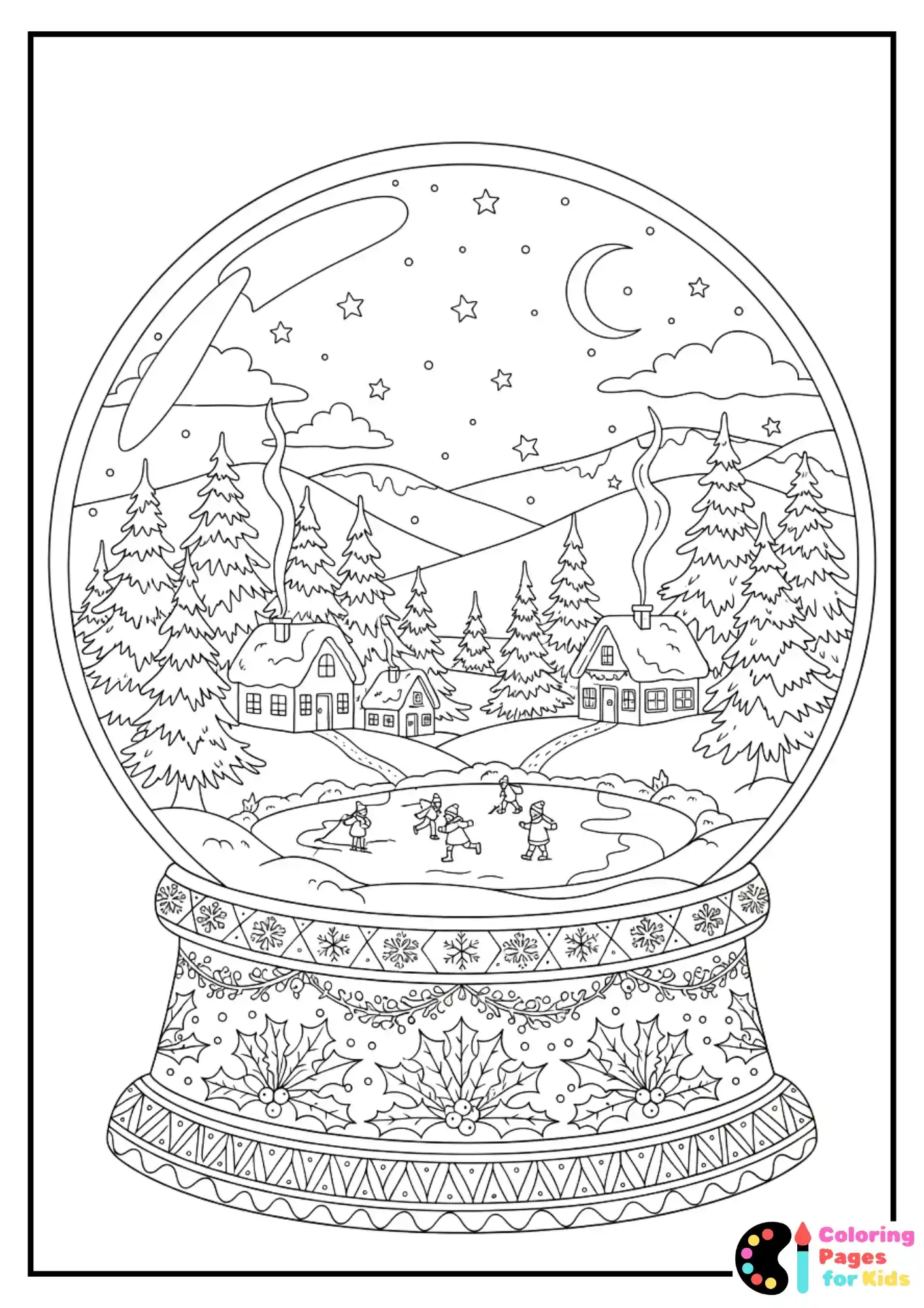 winter snow globe coloring sheet