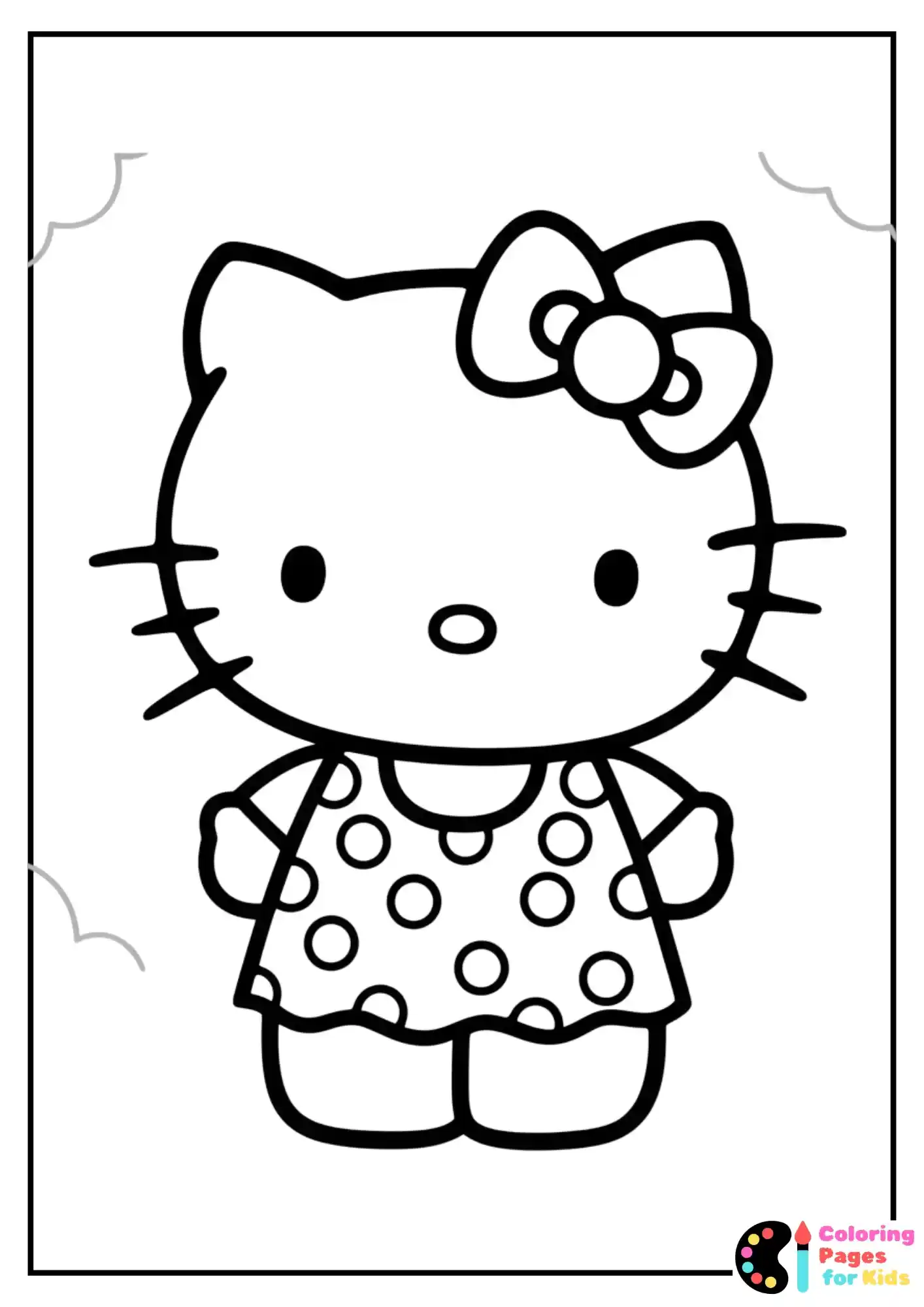 Sanrio Coloring Pages for Kids (Free PDF Printable) 24 hello kitty in cute dress coloring sheet