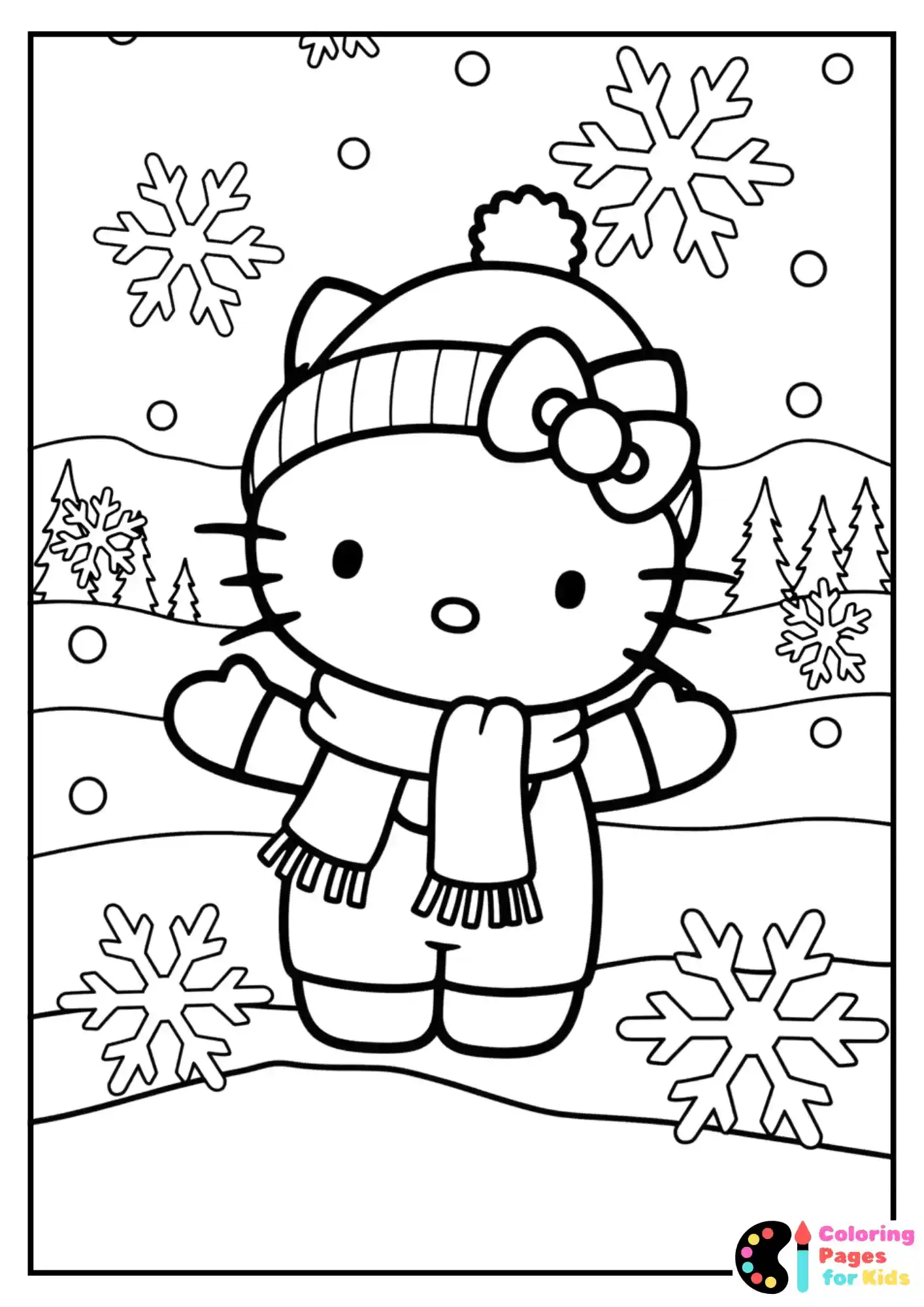 Sanrio Coloring Pages for Kids (Free PDF Printable) 21 hello kitty winter outfit coloring sheet