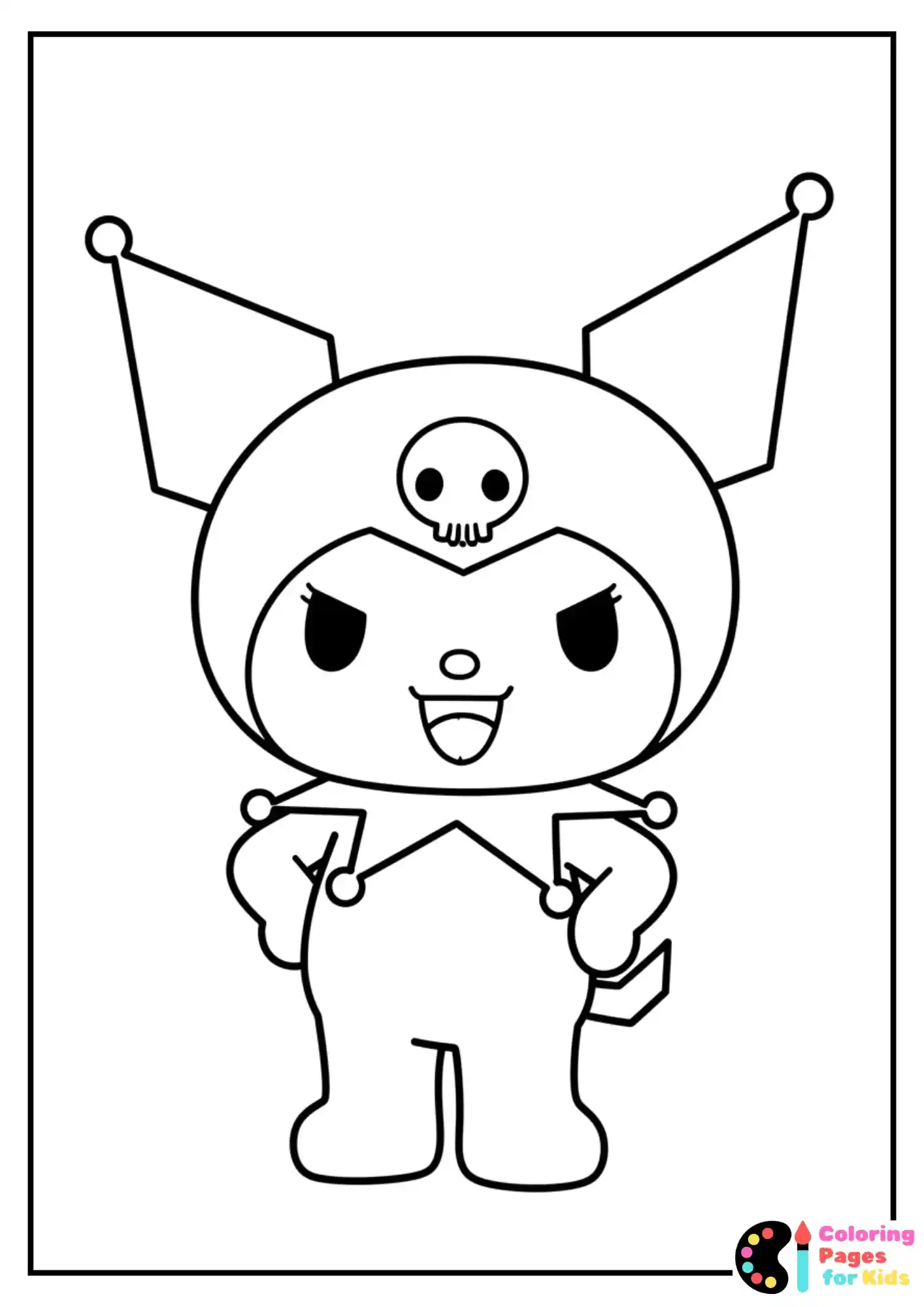 Sanrio Coloring Pages for Kids (Free PDF Printable) 17 kuromi playful pose coloring sheet