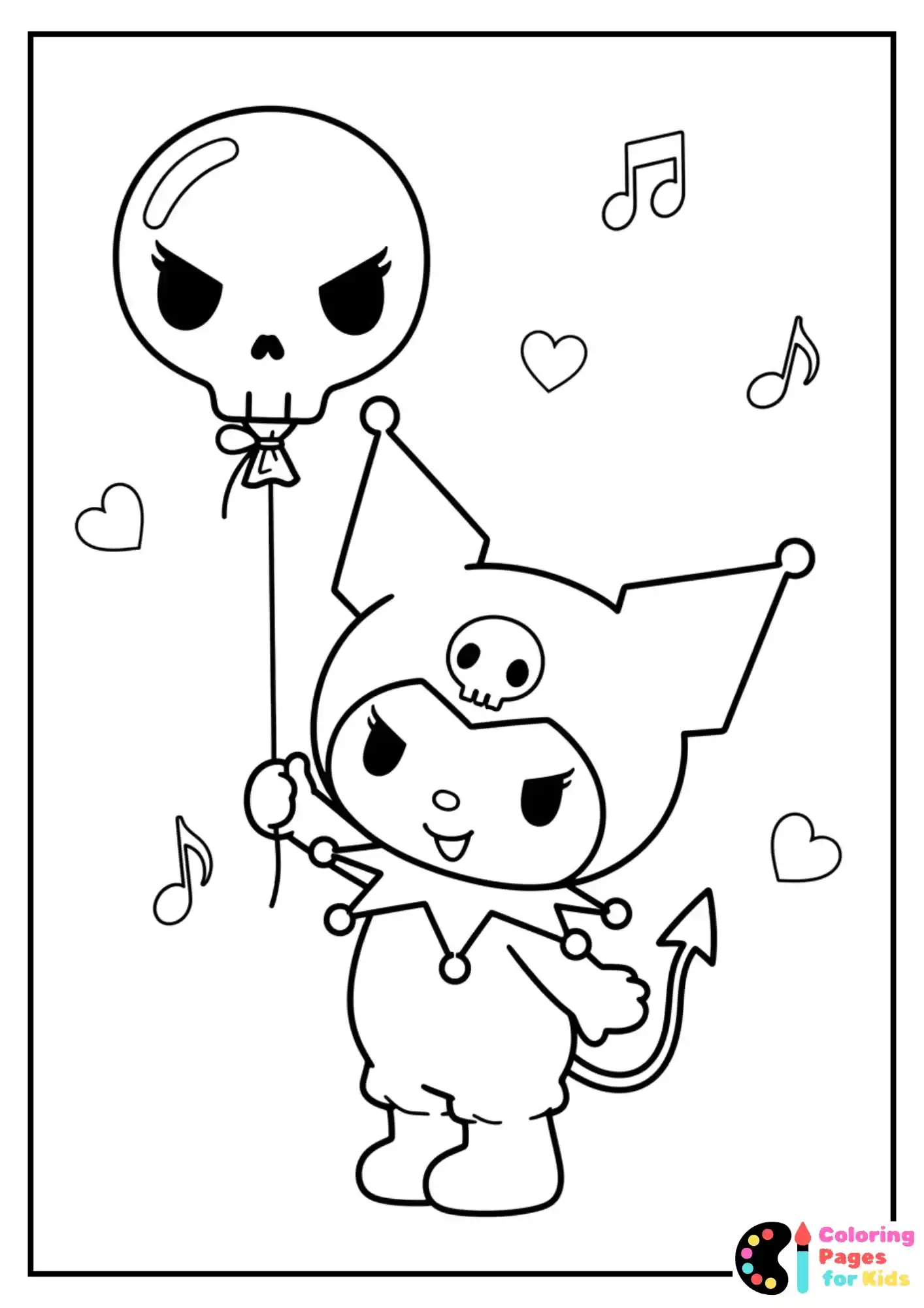 Sanrio Coloring Pages for Kids (Free PDF Printable) 16 kuromi skull balloon coloring page